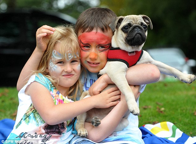 kids with pug